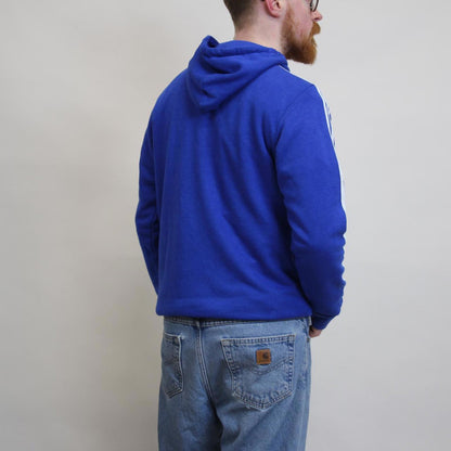 Blue Adidas hoodie M pullover y2k jumper embroidered logo stripe design