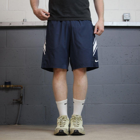 Nike sports shorts y2k loose navy Stripe Dri-Fit comfy floaty summer gym shorts