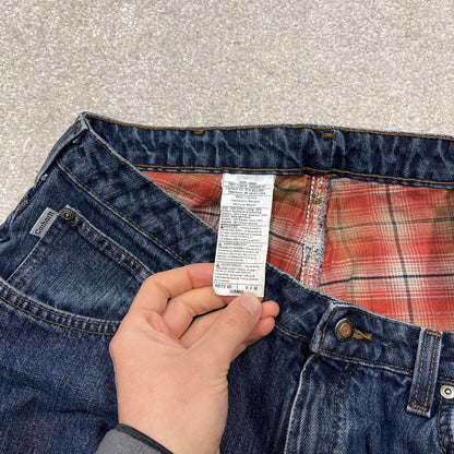 Y2K women's Carhartt jeans flannel lined blue Loose thick denim workwear pants