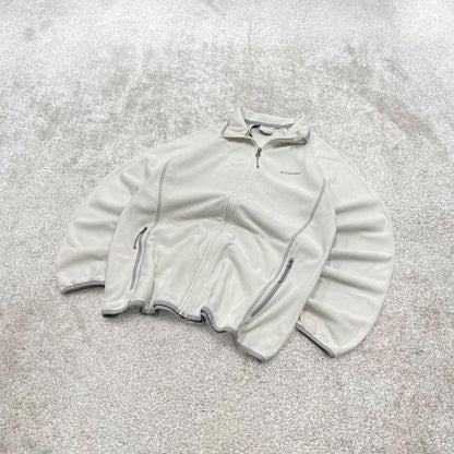 00s Columbia technical fleece XL women's white y2k style full zip up autumn casual outdoors hiking