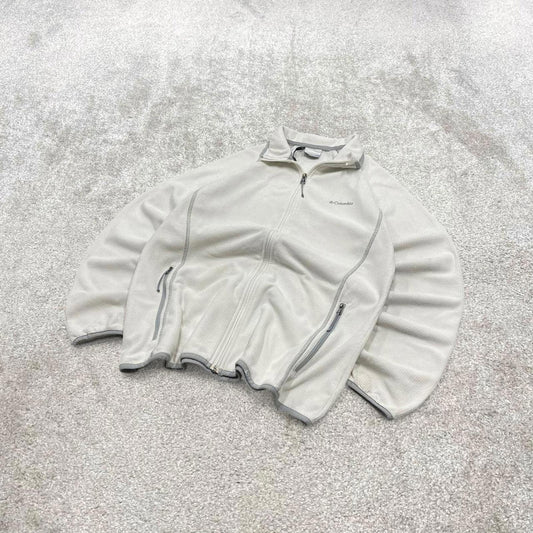 00s Columbia technical fleece XL women's white y2k style full zip up autumn casual outdoors hiking