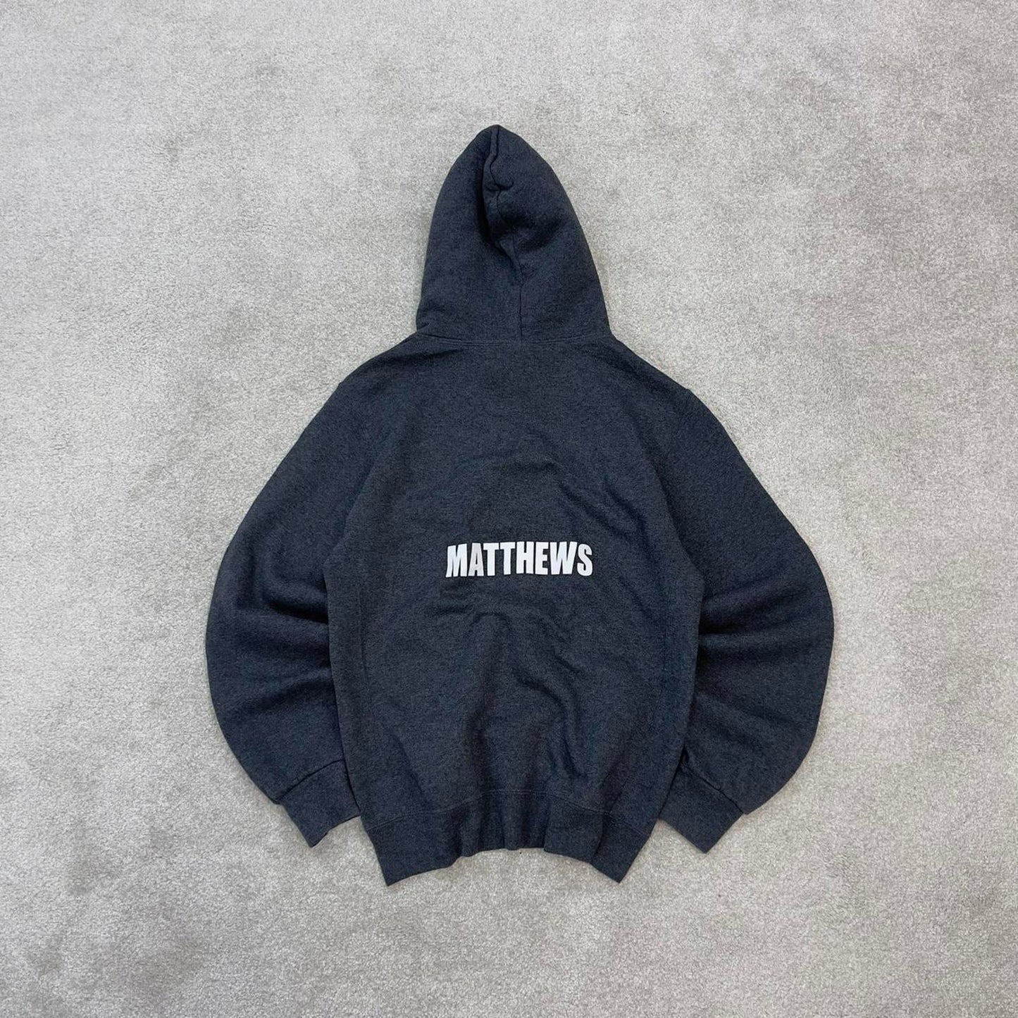 Grey Russell Athletic hoodie Small boxy y2k 00s style pull over hooded sweatshirt Softball print