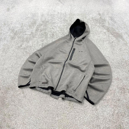 00s Oakley technical hoodie XL men's y2k style grey lightweight hooded performance tech top