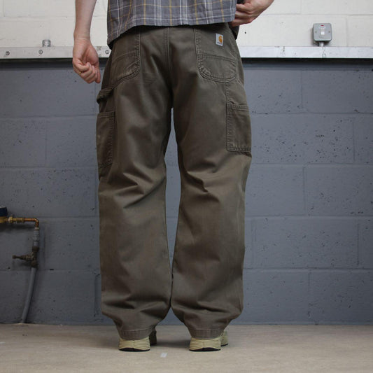 Carhartt carpenter pants relaxed y2k green Loose straight leg skater style workwear pants