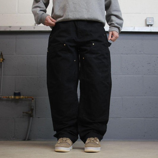 Carhartt baggy carpenter jeans double knee black Wide leg skate style cargo work pants