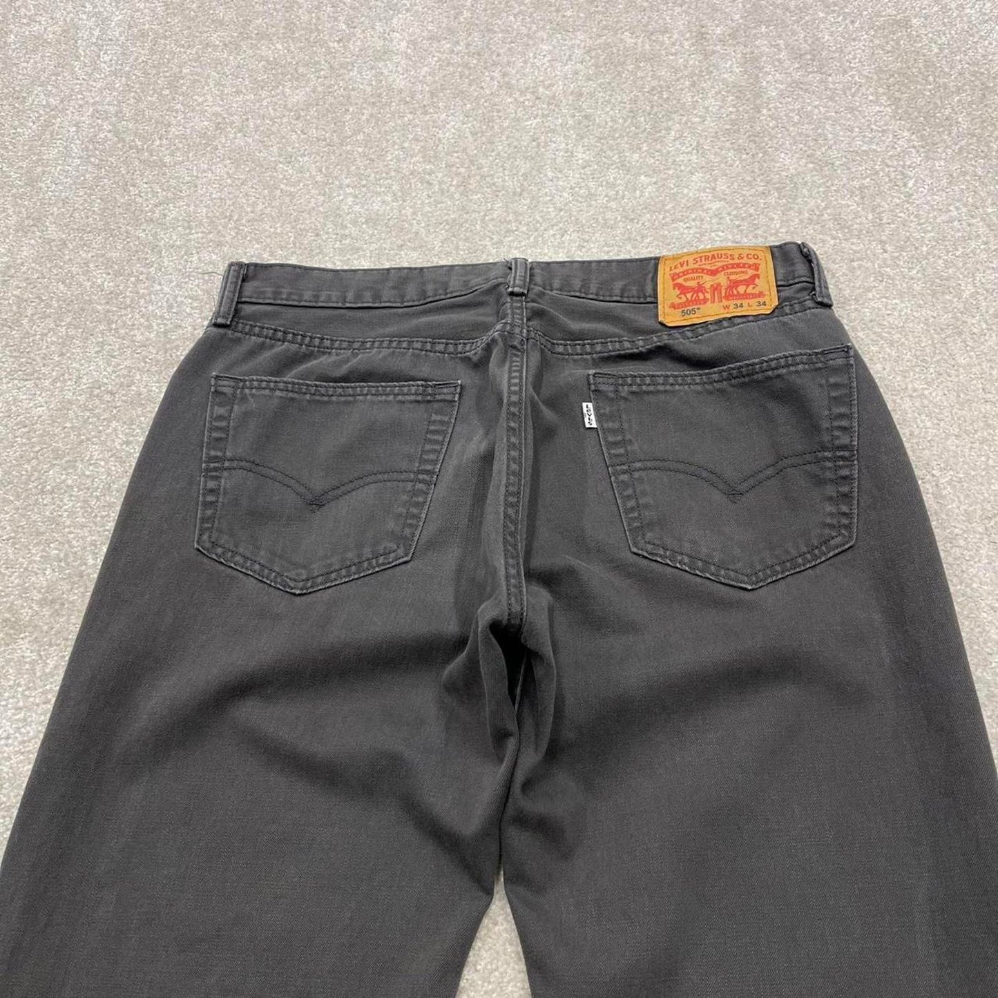 Y2K 00s Levi’s 505 jeans grey Straight leg denim pants red tab logo