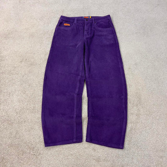 Purple Empyre wide wale jumbo corduroy trousers W34L31 chunky baggy cord pants 90s skate style