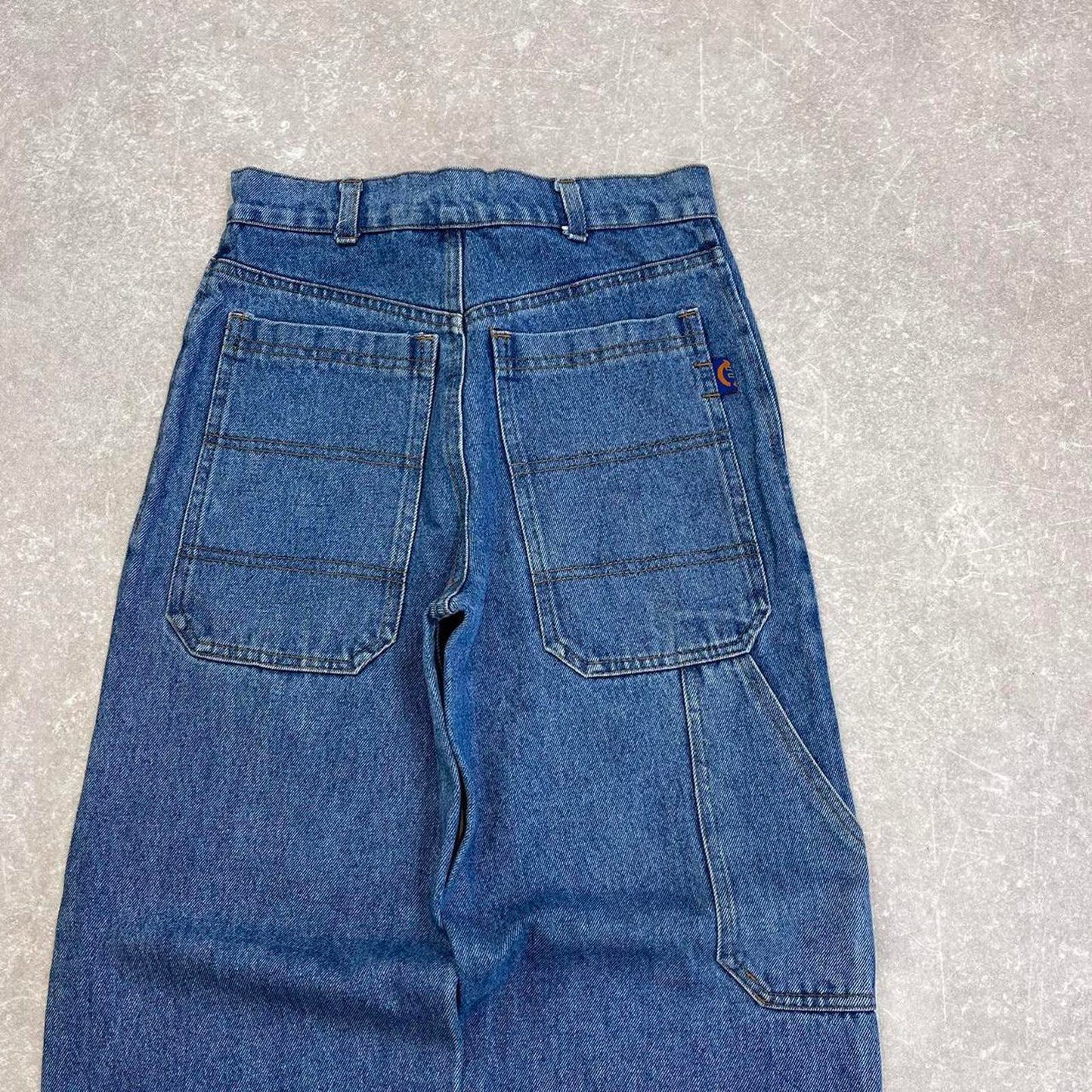 Y2k skate jeans Kids size 11 (W26L28) hip hop style Unison carpenter pants blue casual denim