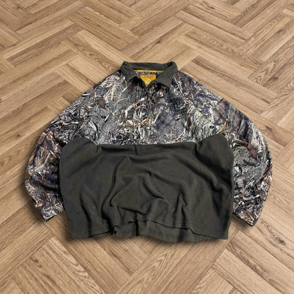 Vintage Mossy Oak camo fleece y2k Whitewater loose camouflage quarter zip fleece