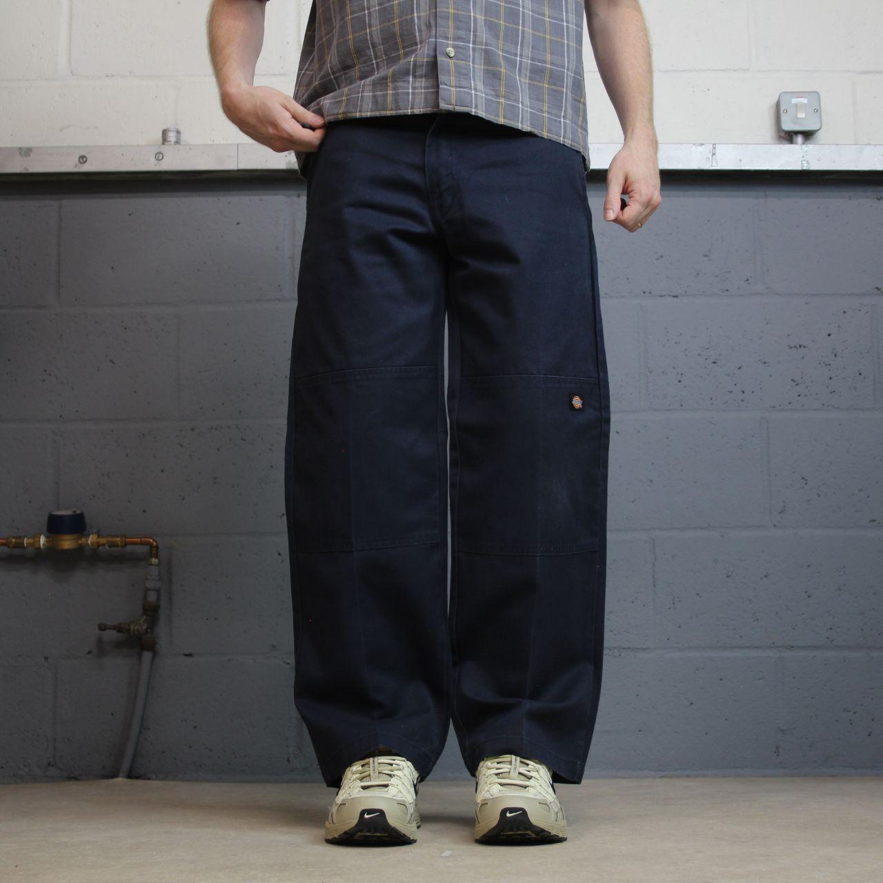 Dickies baggy double knee pants navy W32L30 Wide leg chino skate style cargo work trousers