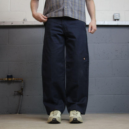 Dickies baggy double knee pants navy W32L30 Wide leg chino skate style cargo work trousers