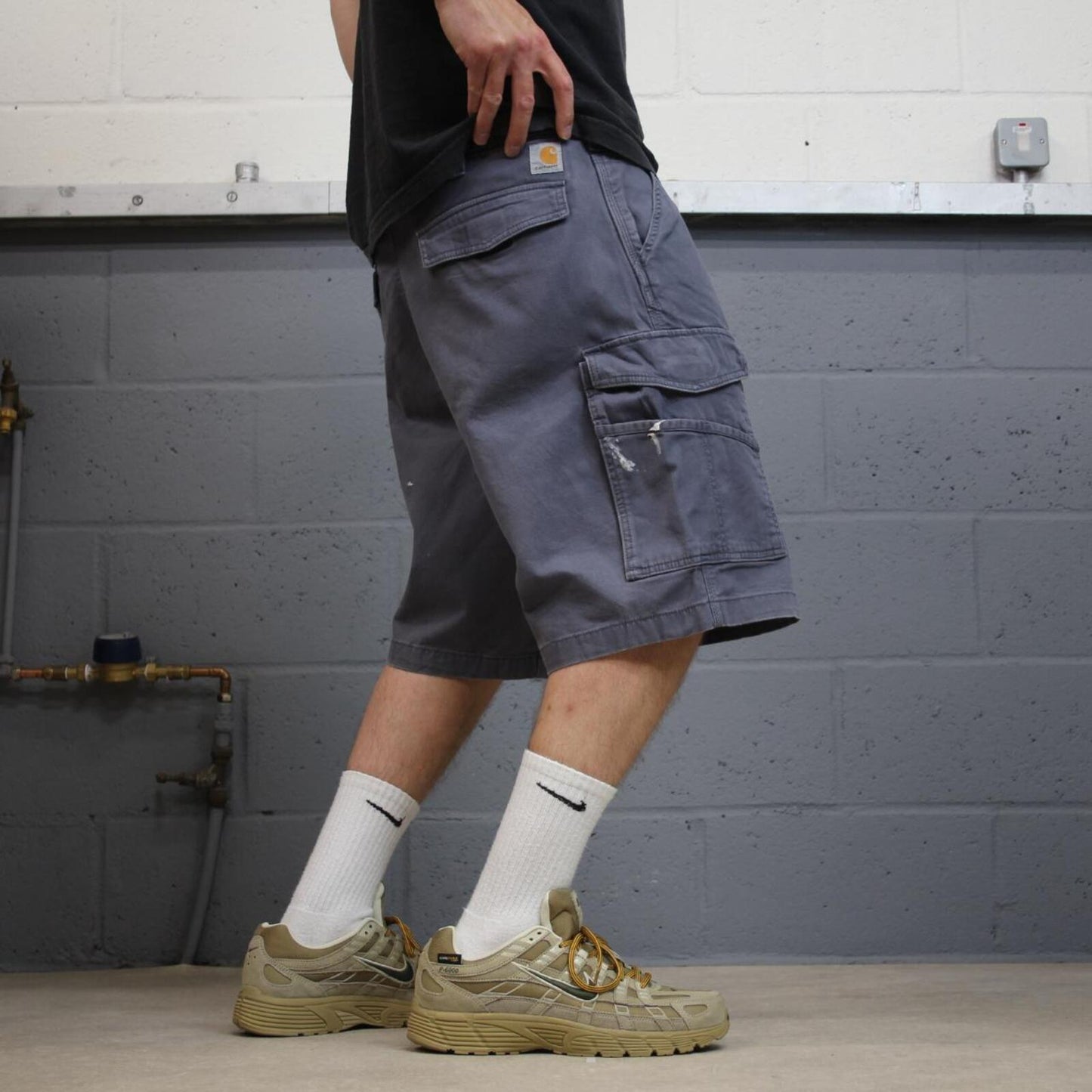 Carhartt baggy cargo shorts canvas blue Canvas relaxed fit skate style shorts