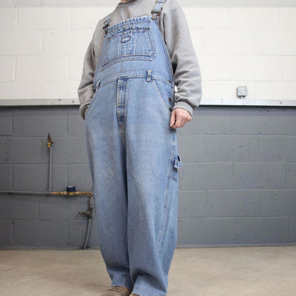 Vintage y2k baggy PACO dungarees wide leg blue Baggy denim bib & brace overalls utility workwear