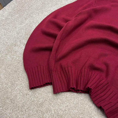 00s Nautica knit sweater jumper embroidered small men's red knitted pull over y2k 00s style
