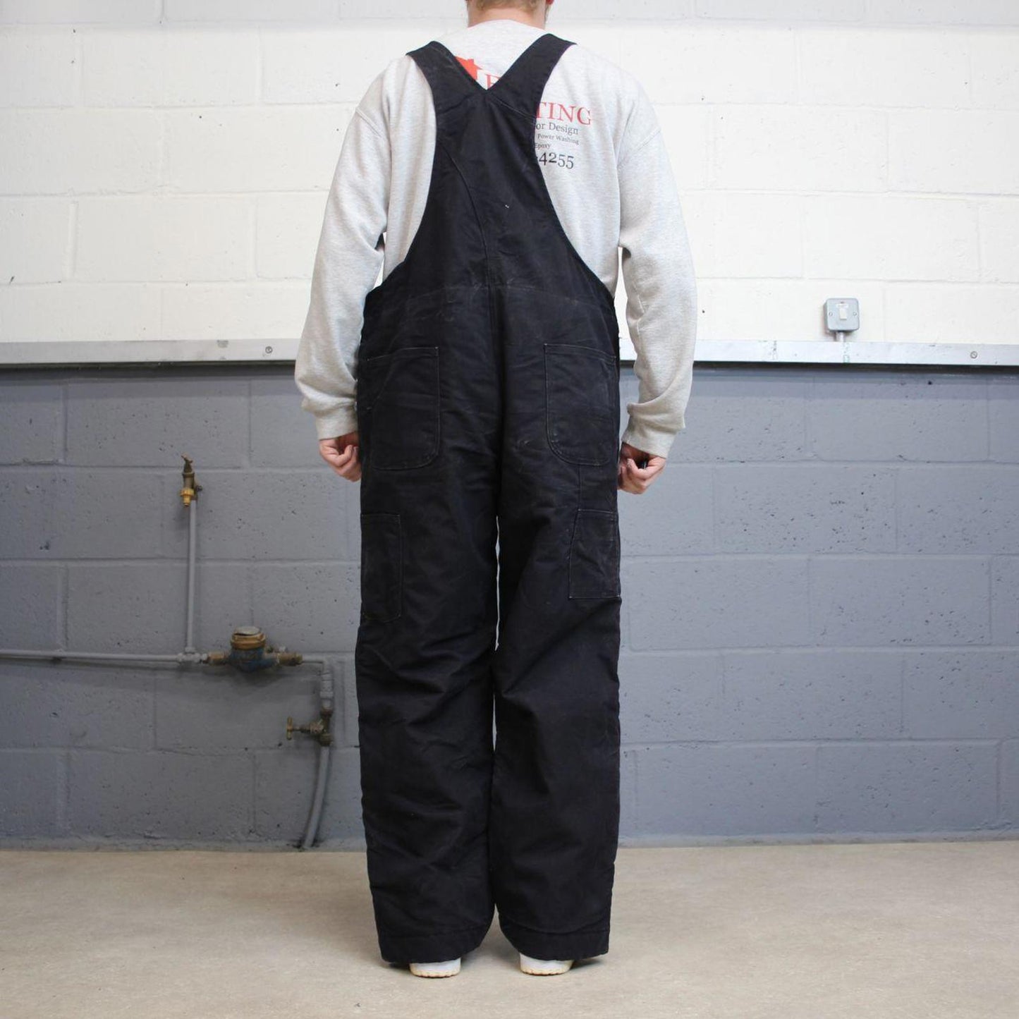 Black Carhartt FR dungarees W36L30 mens quilt lined canvas overalls utility worker
