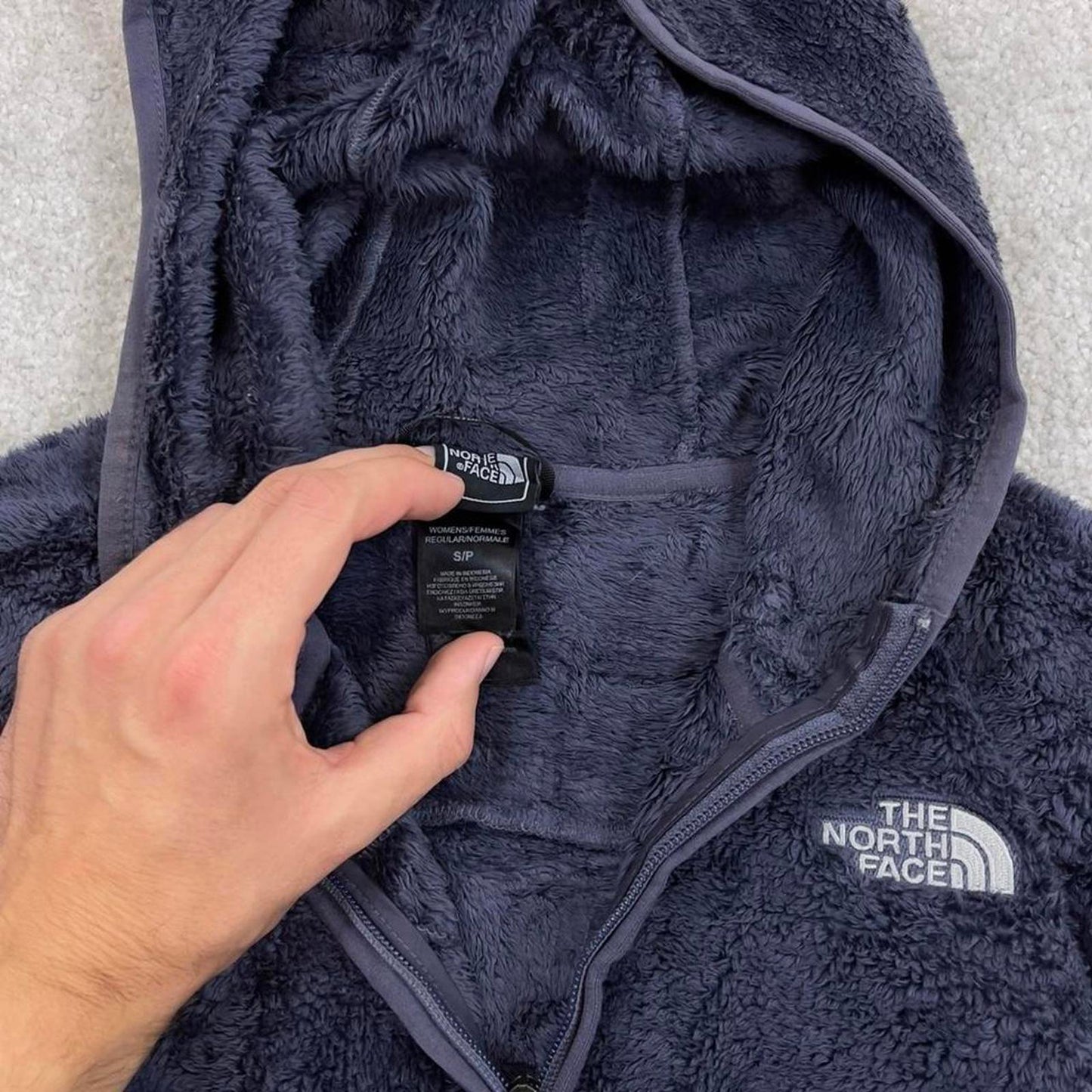 North Face technical hoodie fleece Small women's TNF purple grey full zip y2k style autumn