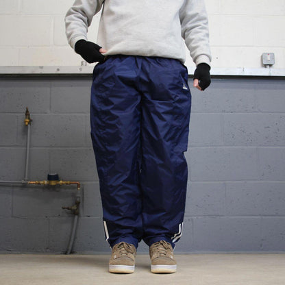 Y2k Adidas tracksuit bottoms Large mens blue loose 00s joggers embroidered sporty track pants