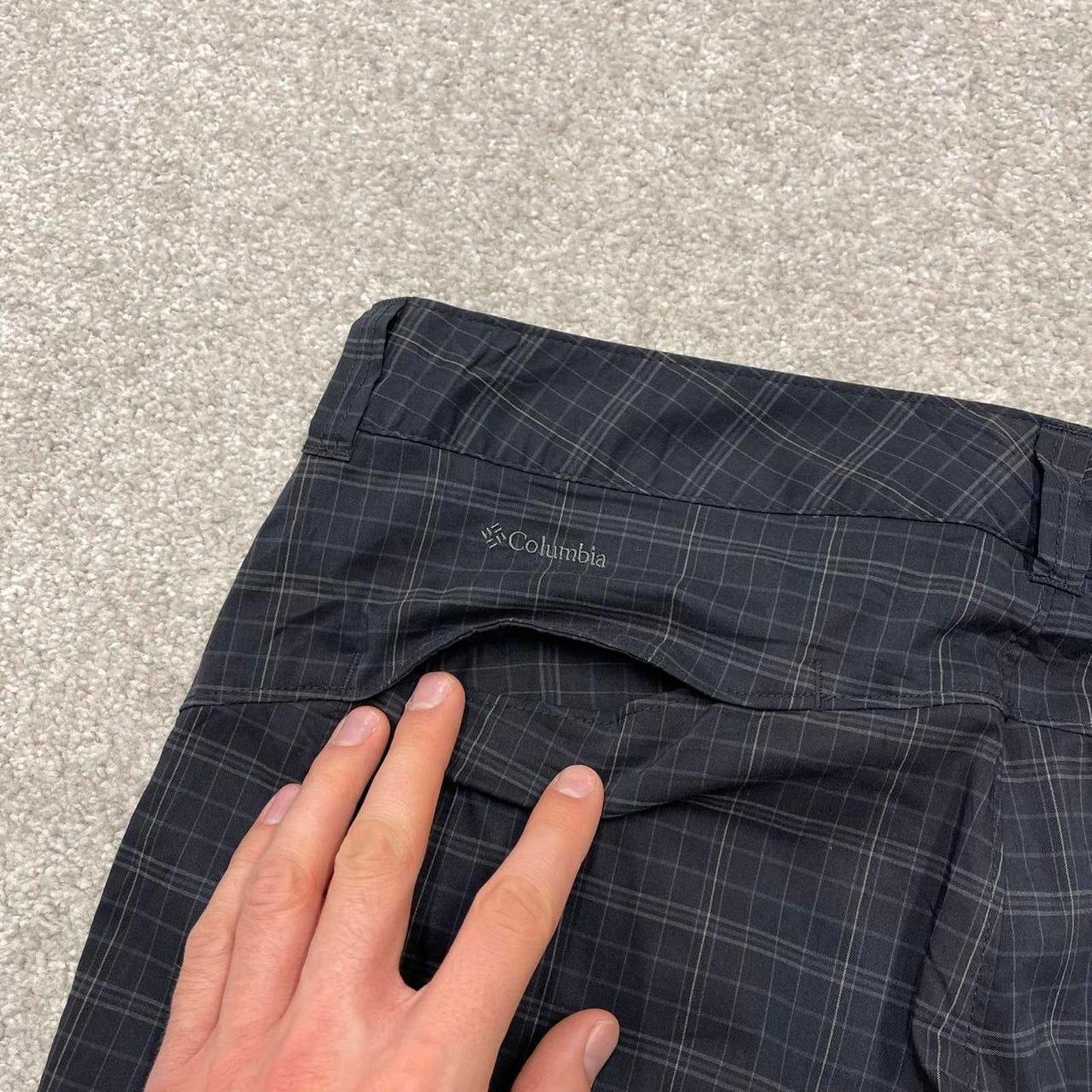 Y2k loose Columbia checkered shorts technical style black Lightweight check summer festival shorts