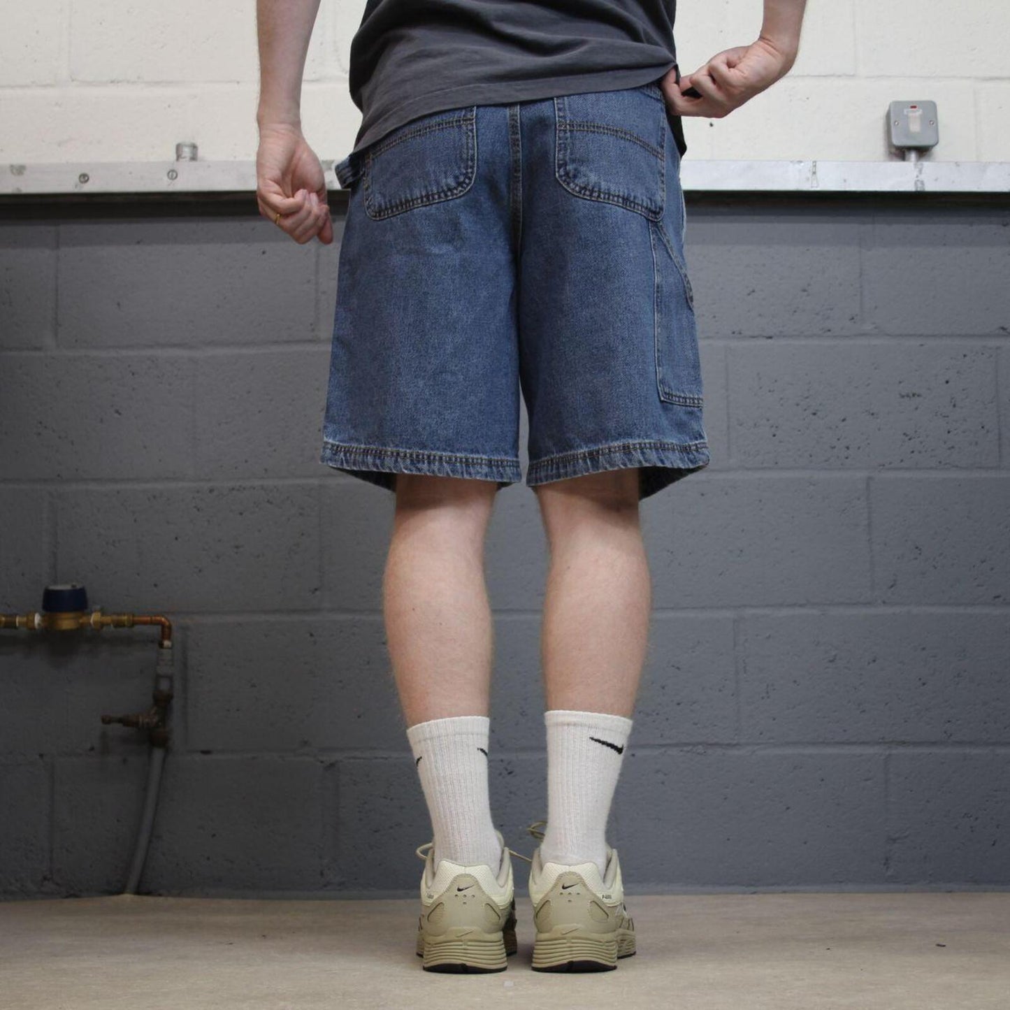 Denim cargo shorts y2k carpenter blue Loose Full Blue skater cargo surf jorts