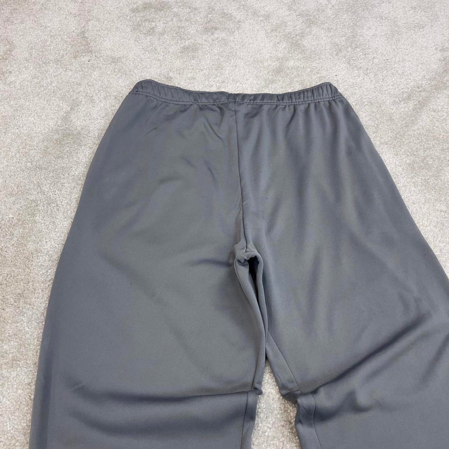 Nike Trackies Large Grey y2k 00s style loose leg Dri-Fit joggers print Swoosh logo