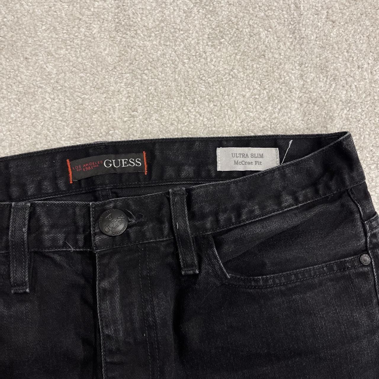 Y2K Guess jeans W32L30 black denim Ultra slim McCrae fit pants with stitch design and pockets