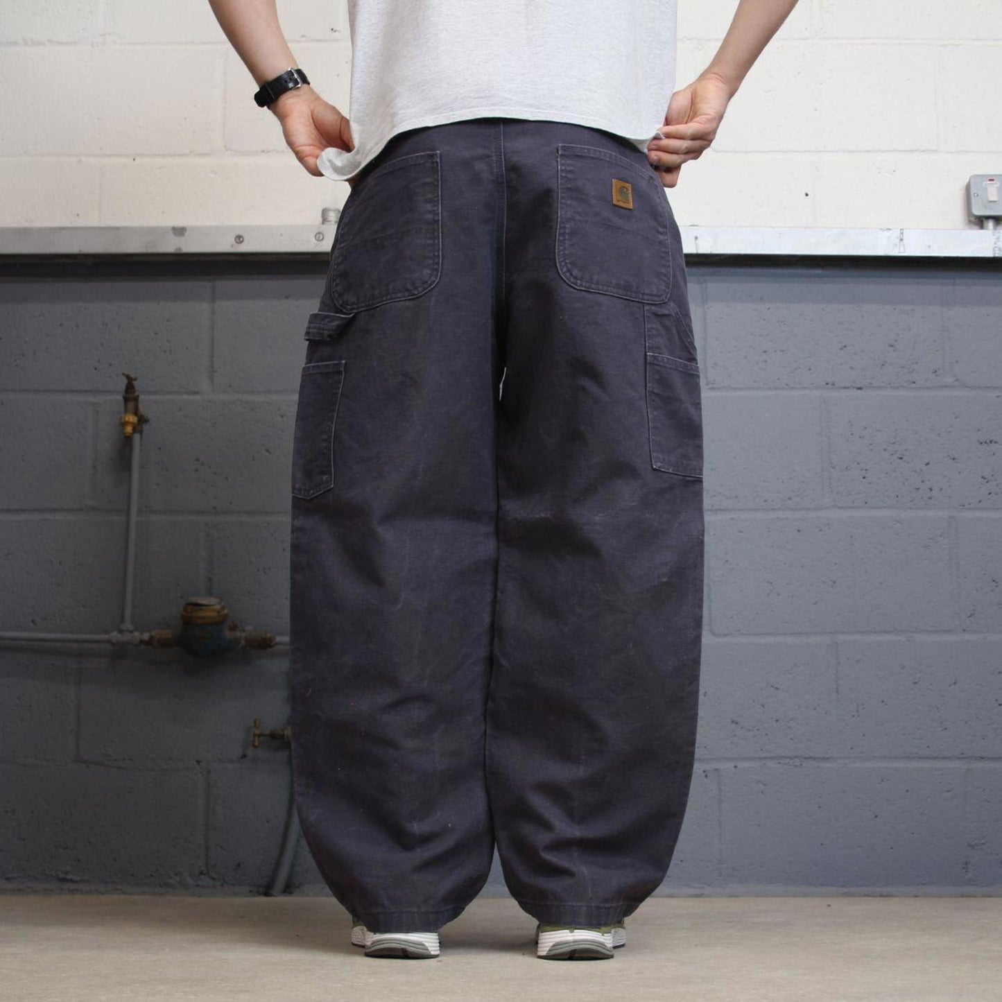 Mens Carhartt carpenter pants W36 L28 loose navy purple 90s style canvas skater cargos