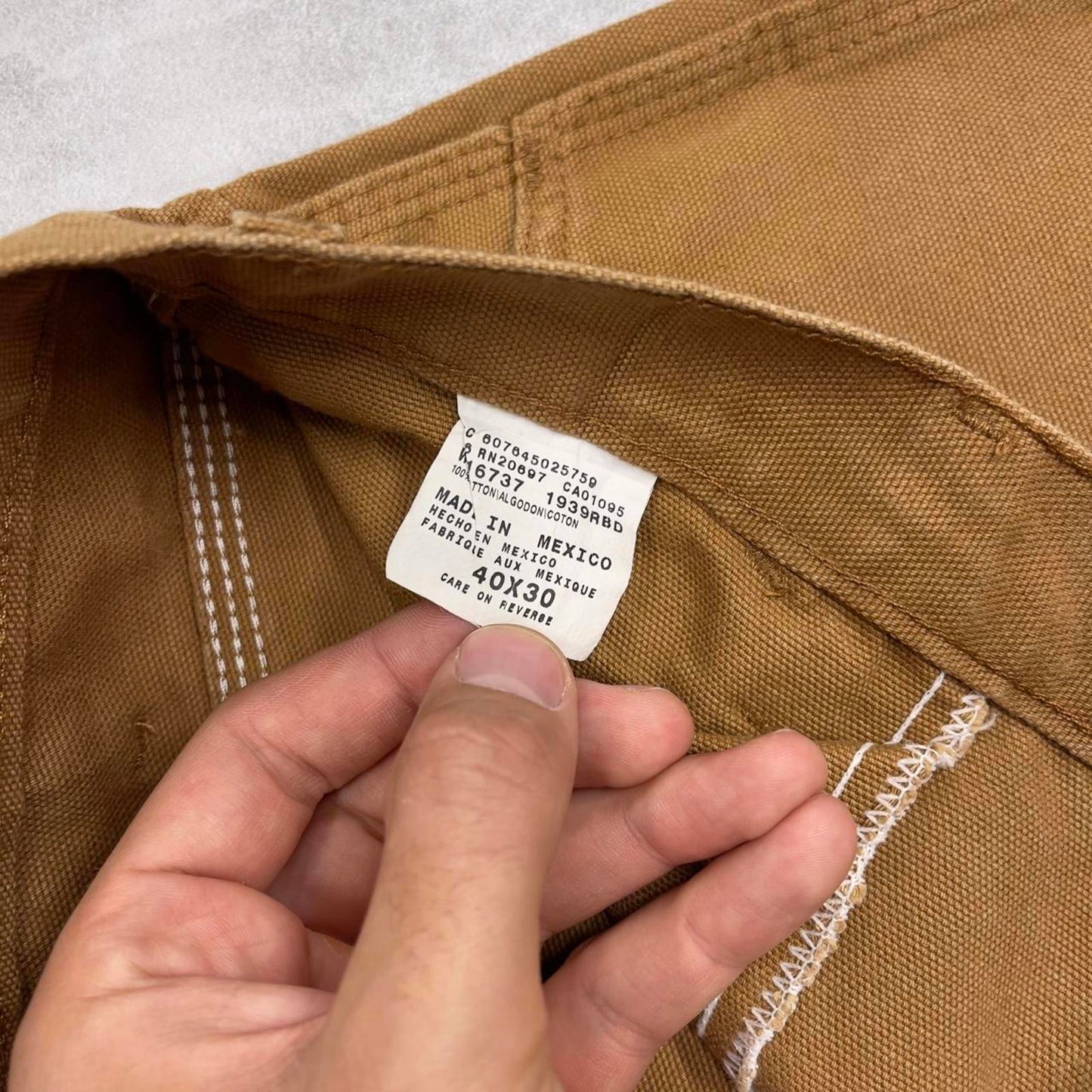 Baggy Dickies carpenter jeans W40L30 tan brown wide leg 90s style canvas cargos
