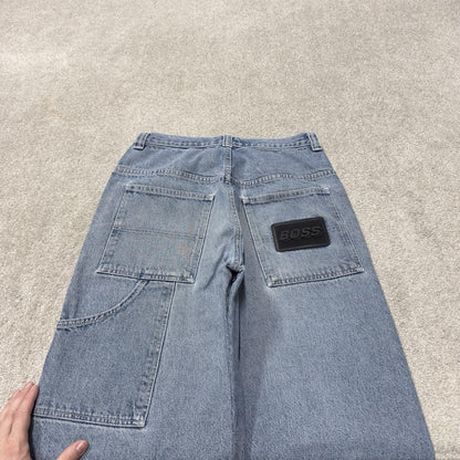 Vintage BOSS baggy carpenter jeans y2k W32L32 blue Loose thick denim skater style pants