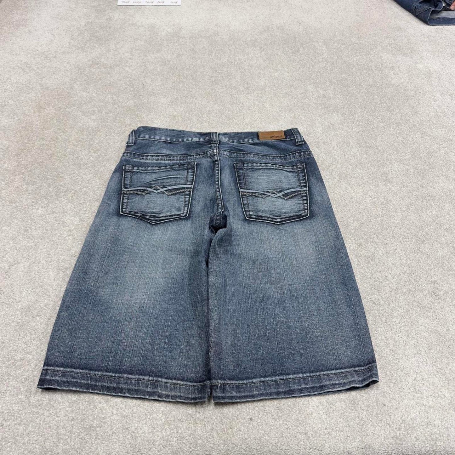 Y2K embroidered denim skate jorts blue Loose Urban Pipeline summer festival shorts