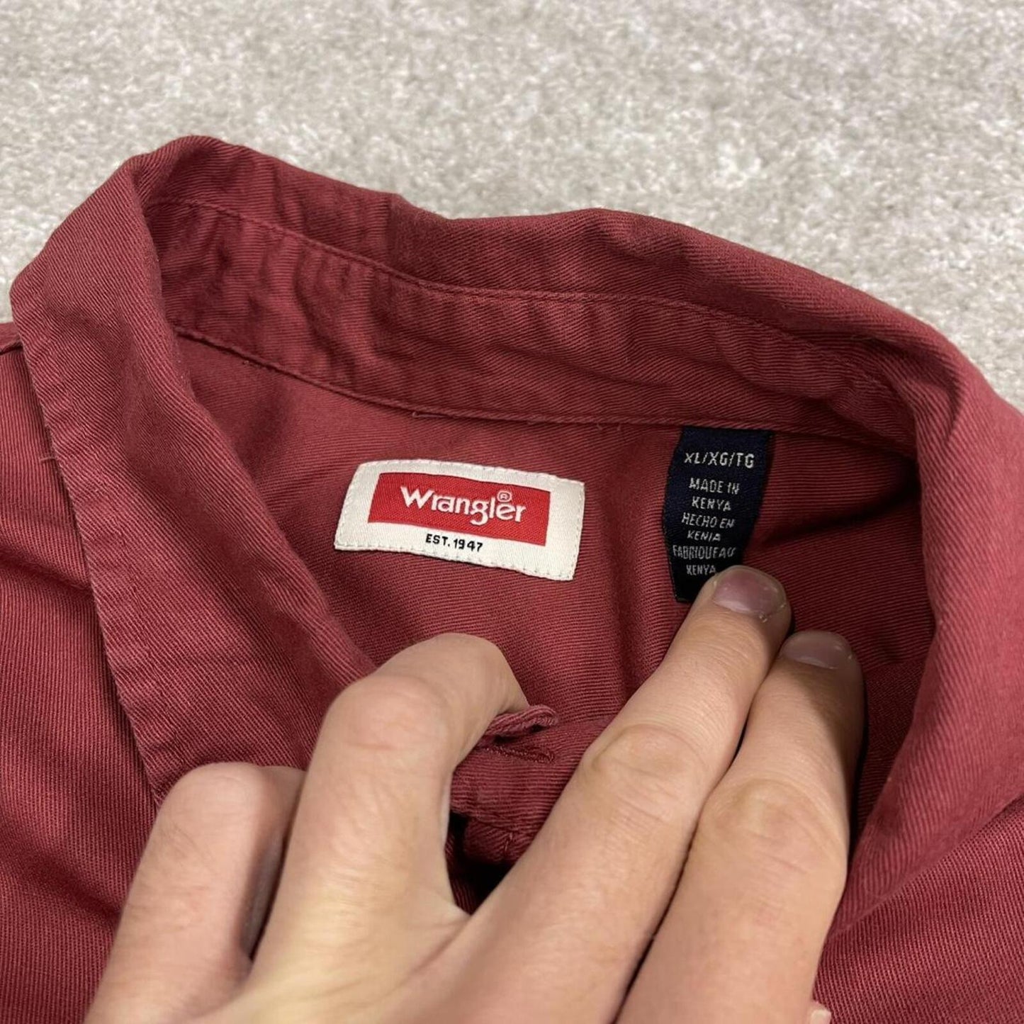 Wrangler boxy fit short sleeve shirt red Boxy surf style shirt summer festival