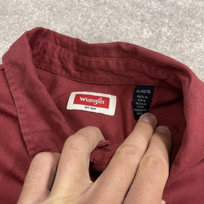 Wrangler boxy fit short sleeve shirt red Boxy surf style shirt summer festival