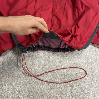 Columbia technical windbreaker jacket packable red grey two tone lightweight packable coat y2k