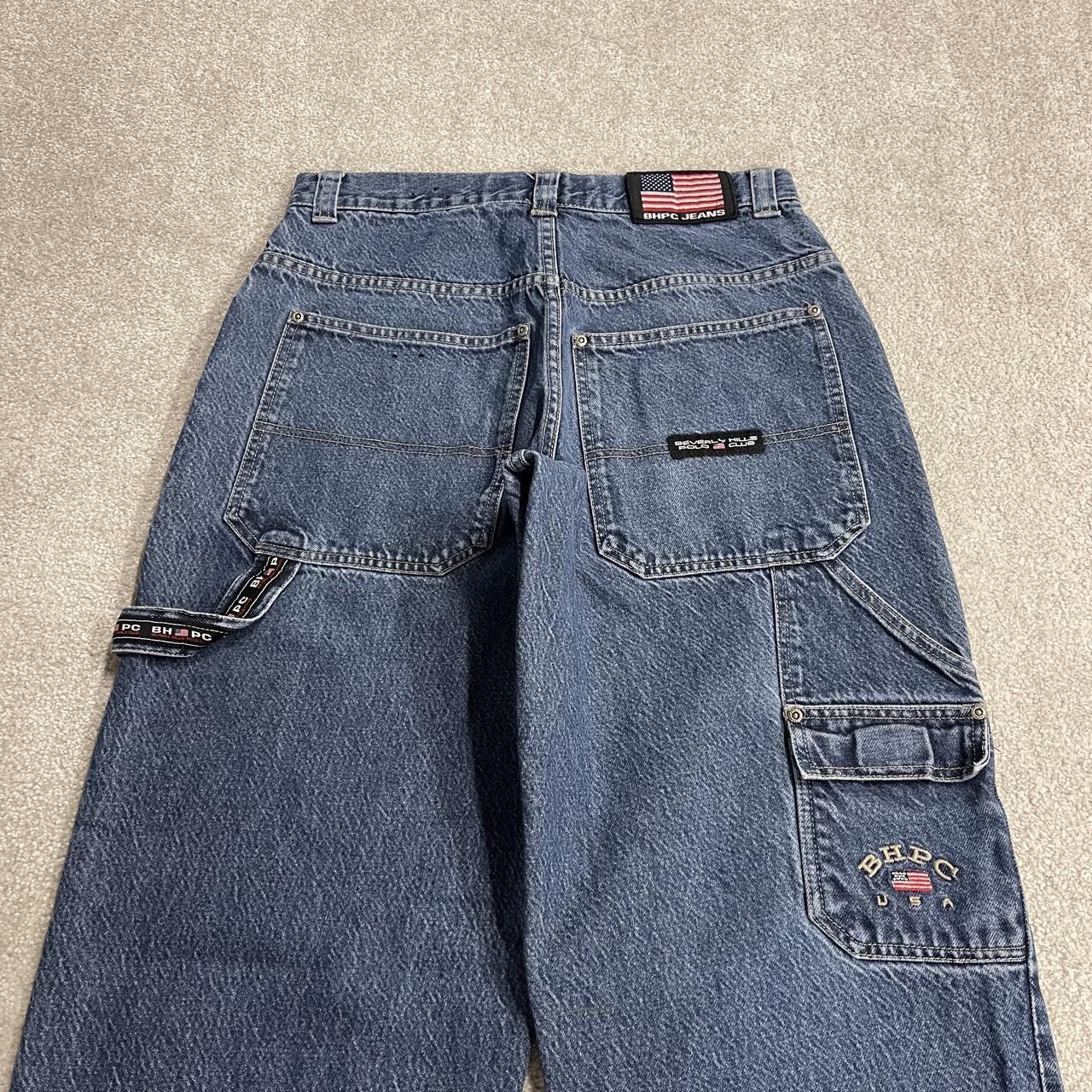 Baggy carpenter jeans y2k embroidered W32L32 blue Beverly Hills Polo Club denim cargo skater jeans
