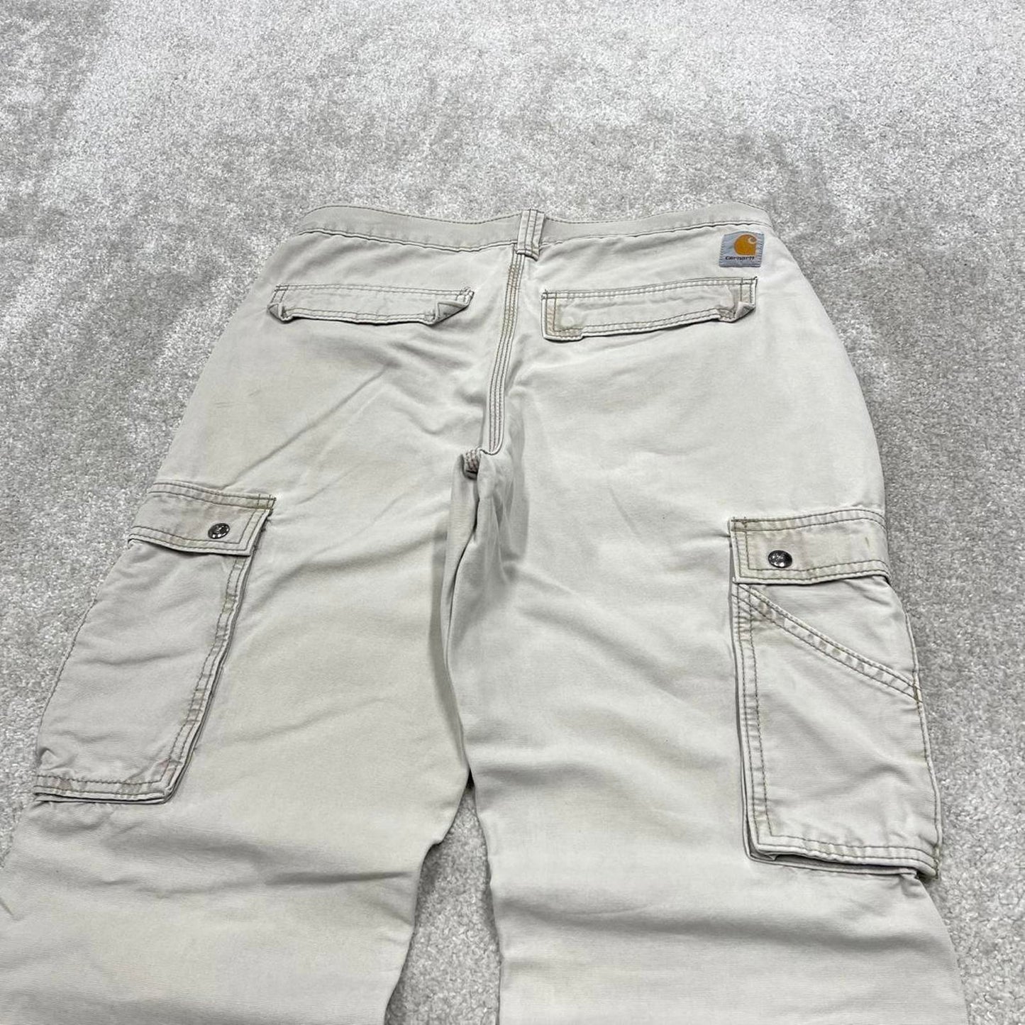 Beige Carhartt Cargo pants W31L32 Loose relaxed canvas utility pocket skate pants
