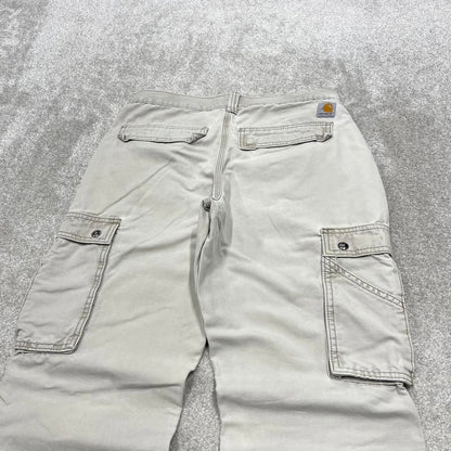 Beige Carhartt Cargo pants W31L32 Loose relaxed canvas utility pocket skate pants