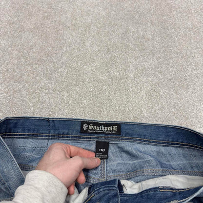 Y2K Southpole jeans embroidered blue Loose straight leg denim skater 00s style pants