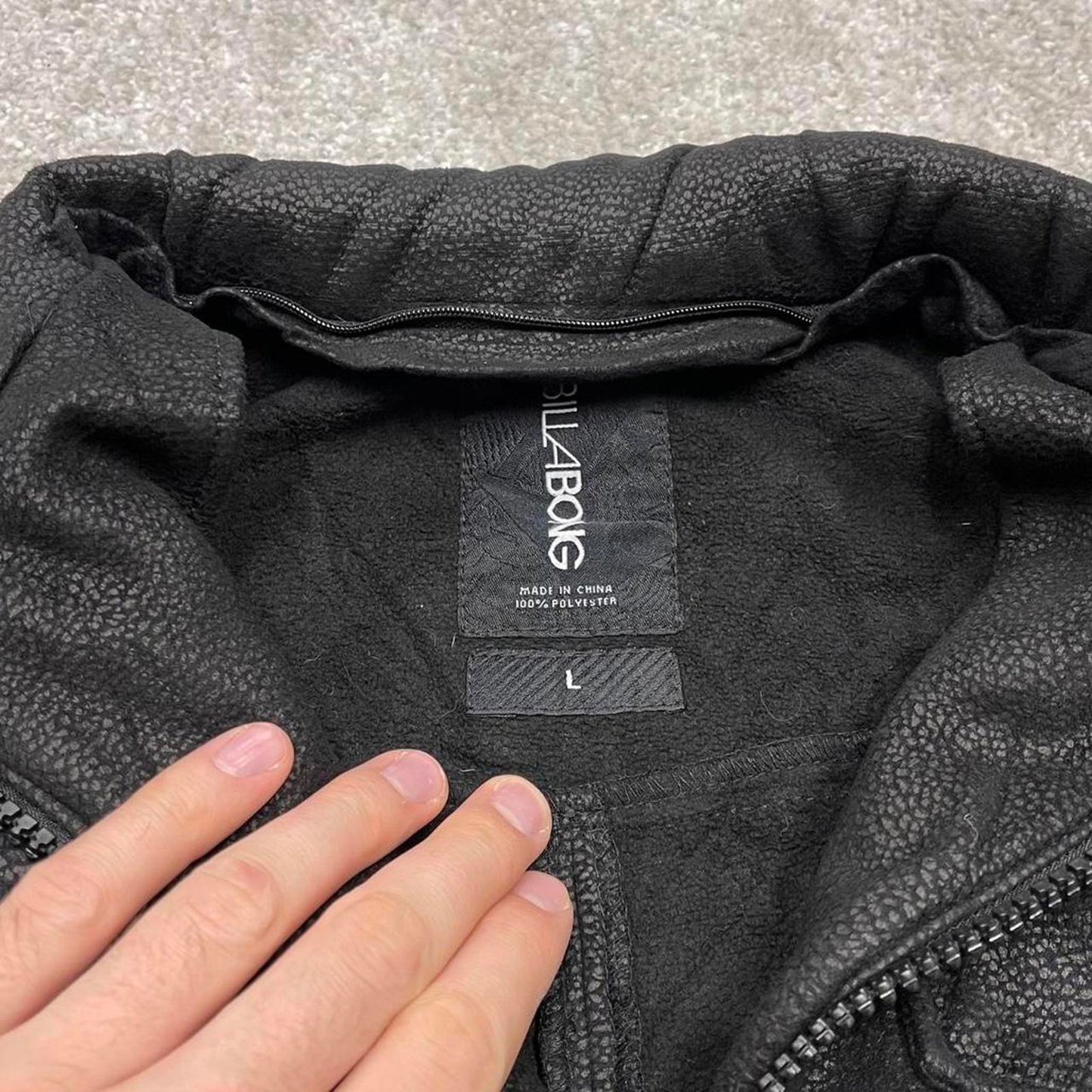 00s Billabong technical bomber jacket L men's y2k style black winter full zip up coat