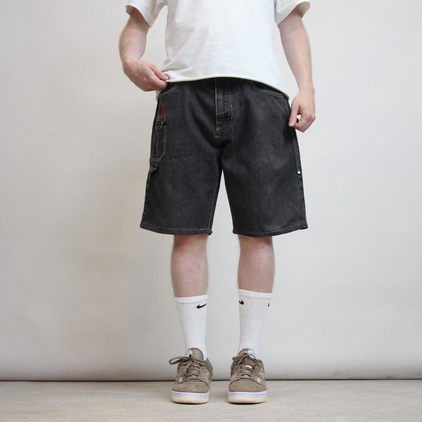 Embroidered black COOGI denim shorts W38