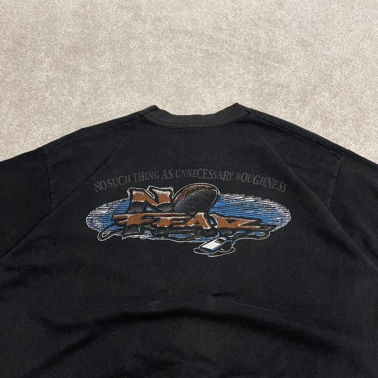 Y2K No Fear graphic t shirt single stitch faded black surf style tee