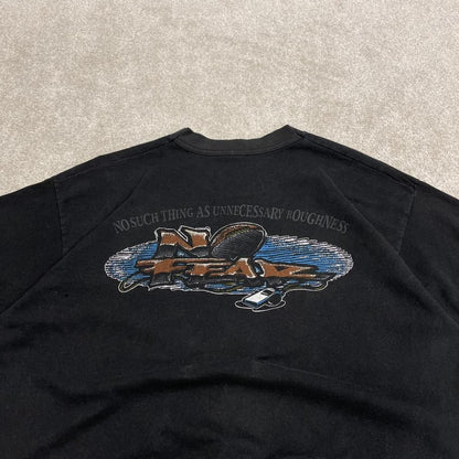 Y2K No Fear graphic t shirt single stitch faded black surf style tee