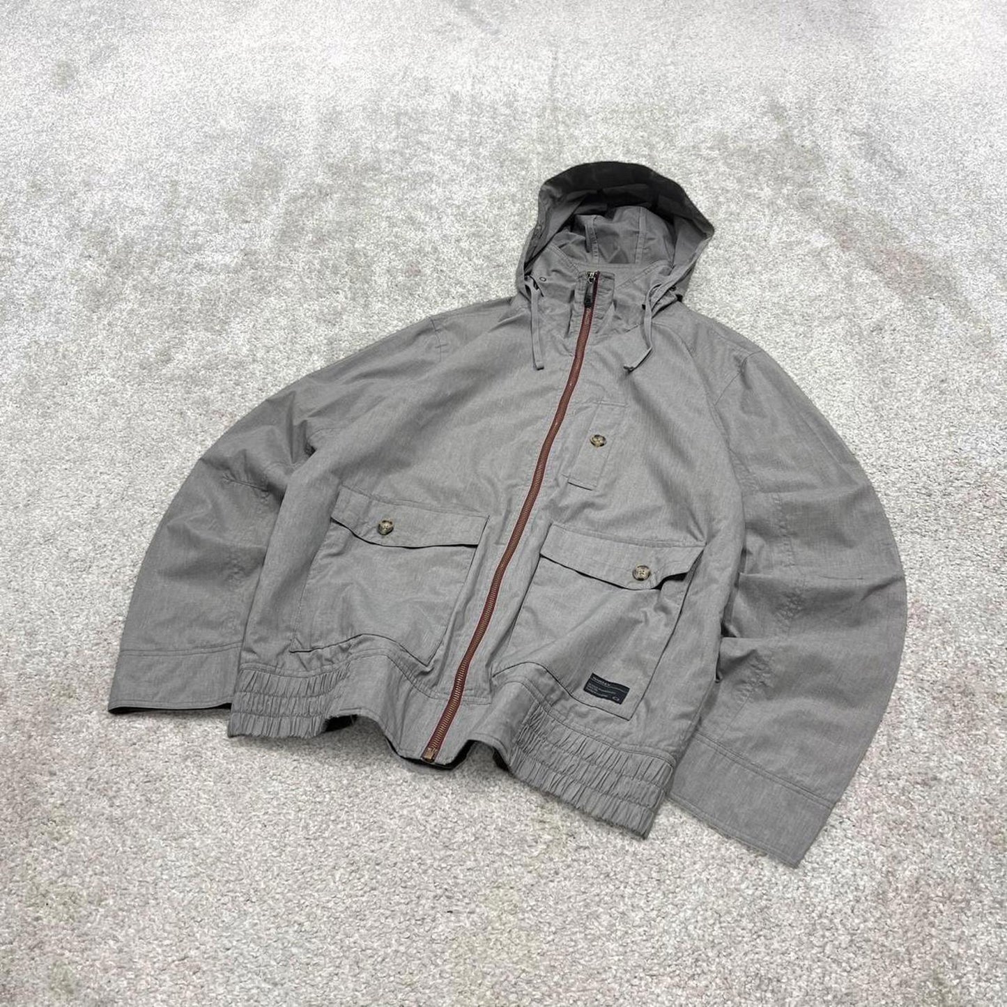 00s Oakley technical jacket L men's y2k style grey tech lightweight windbreaker hooded coat