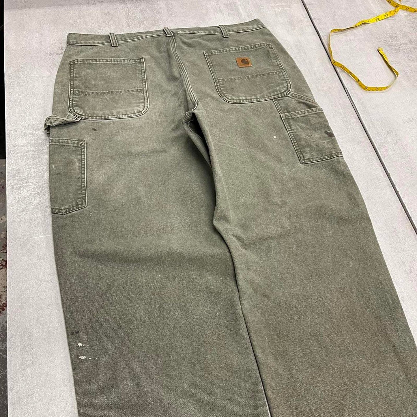 Green baggy Carhartt carpenter jeans W38 L30 wide leg canvas 90s style skater cargos