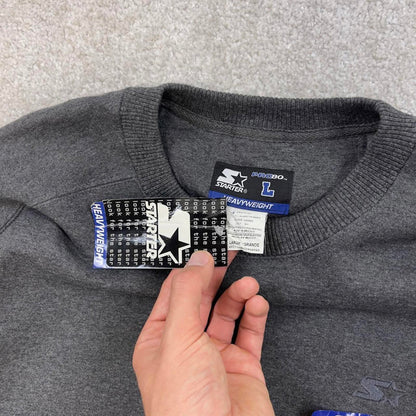 Grey Starter sweatshirt Large boxy y2k 00s style pull over jumper embroidered logo heavyweight