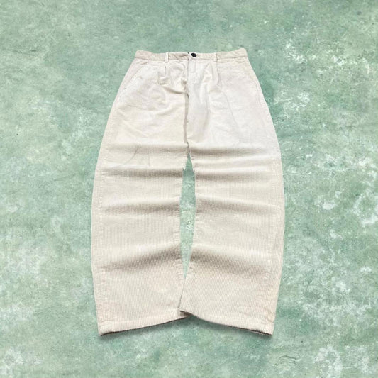 Y2K jumbo pleated corduroy pants beige H&M wide wale chunky cord trousers