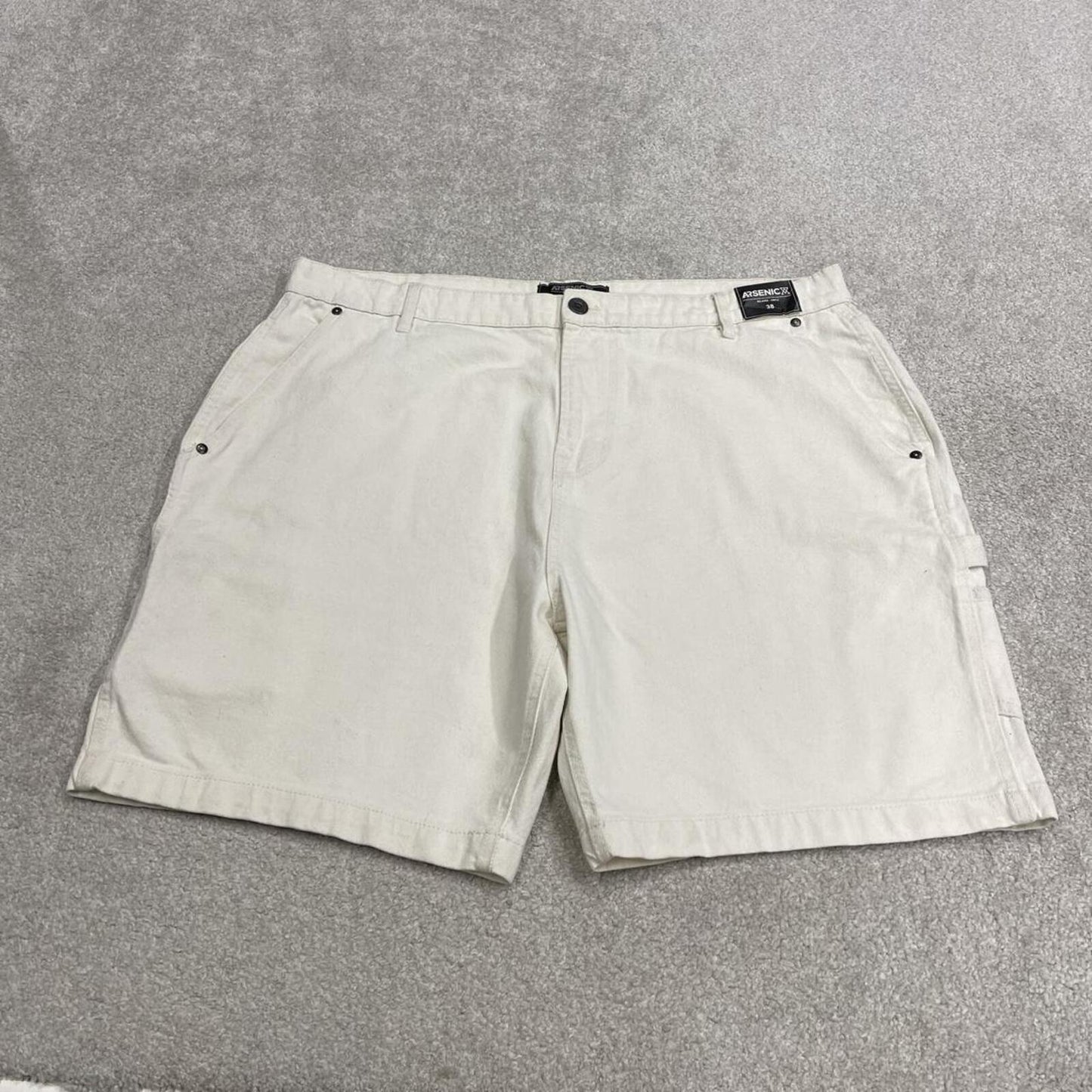 Baggy denim carpenter shorts cargo white Arsenic loose skater style jorts