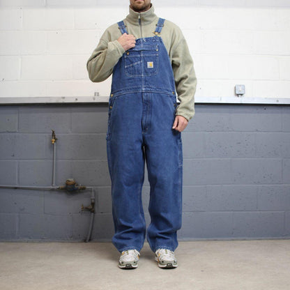 Vintage Carhartt dungarees W42L30 mens denim overalls blue utility bib & brace worker 90s skater
