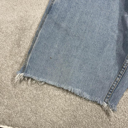 Cut denim cargo shorts carpenter blue Faded Glory frayed skater style jorts
