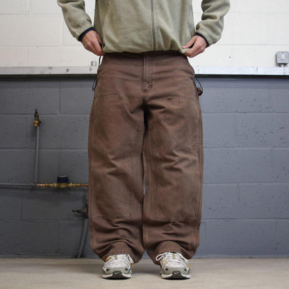 Carhartt double knee carpenter jeans brown  canvas W38L30 90s style thick loose leg cargos