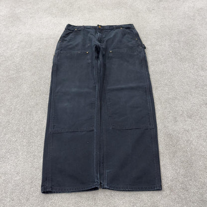 Black vintage Carhartt double knee carpenter jeans y2k Loose leg canvas skater style workwear