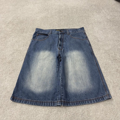 Jordan Craig long baggy denim shorts y2k blue Loose fit surf style summer festival jorts